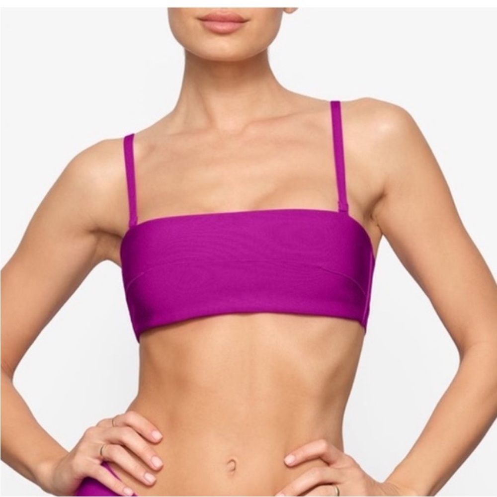SKIMS KNIT SWIM BANDEAU BIKINI TOP NWT SW BND 0181 Lollipop removable straps